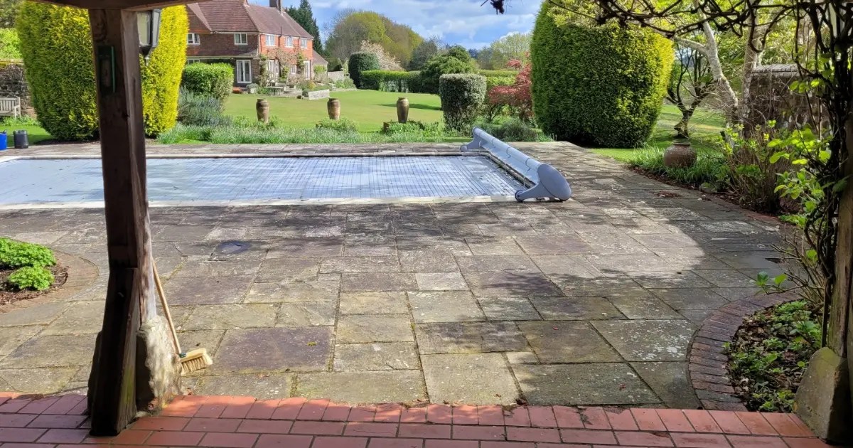 Swimming Pool Surround Cleaning Sandstone Patio Clean 5
