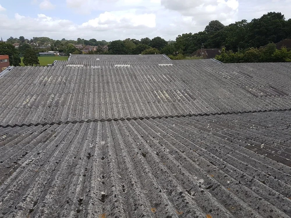 Factory roof before the skylights was professionally cleaned